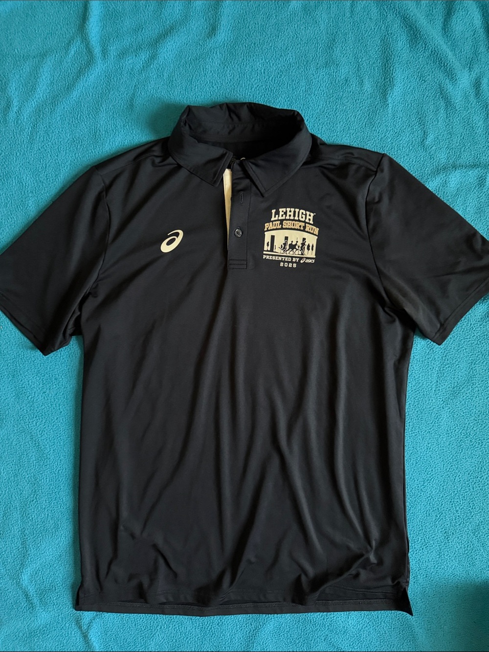 Asics Black Polo Shirt with Gold Lehigh Logo - Men's Short Sleeve